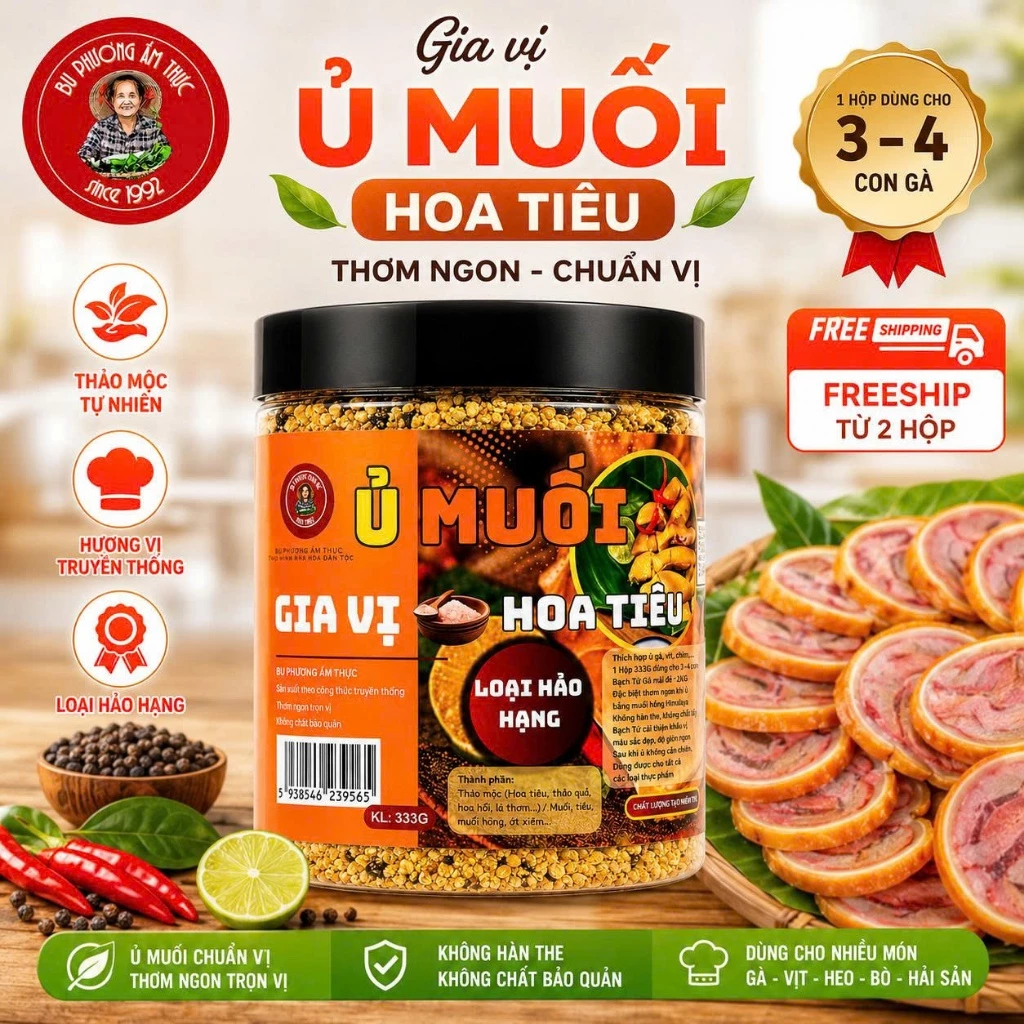 Hộp Gia Vị Ủ Muối Hoa Tiêu - Thương Hiệu Bu Phương Ẩm Thực (Gia Vị Chính Hãng - Đậm Đà Chuẩn Vị)