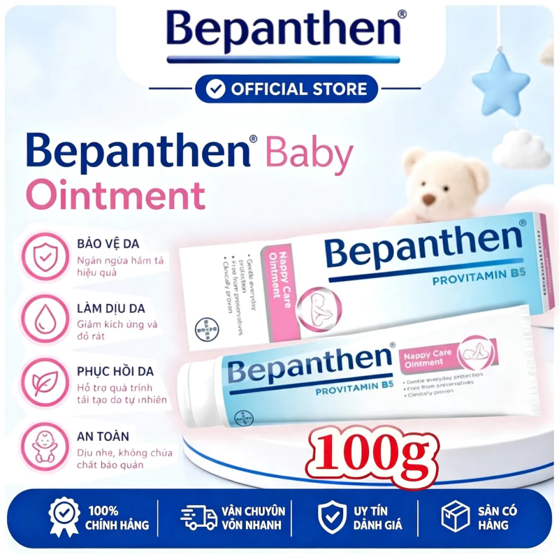 Kem chống hăm tã Bepanthen Balm 100g - Bảo vệ da bé, giảm hăm tã, làm dịu da trẻ sơ sinh