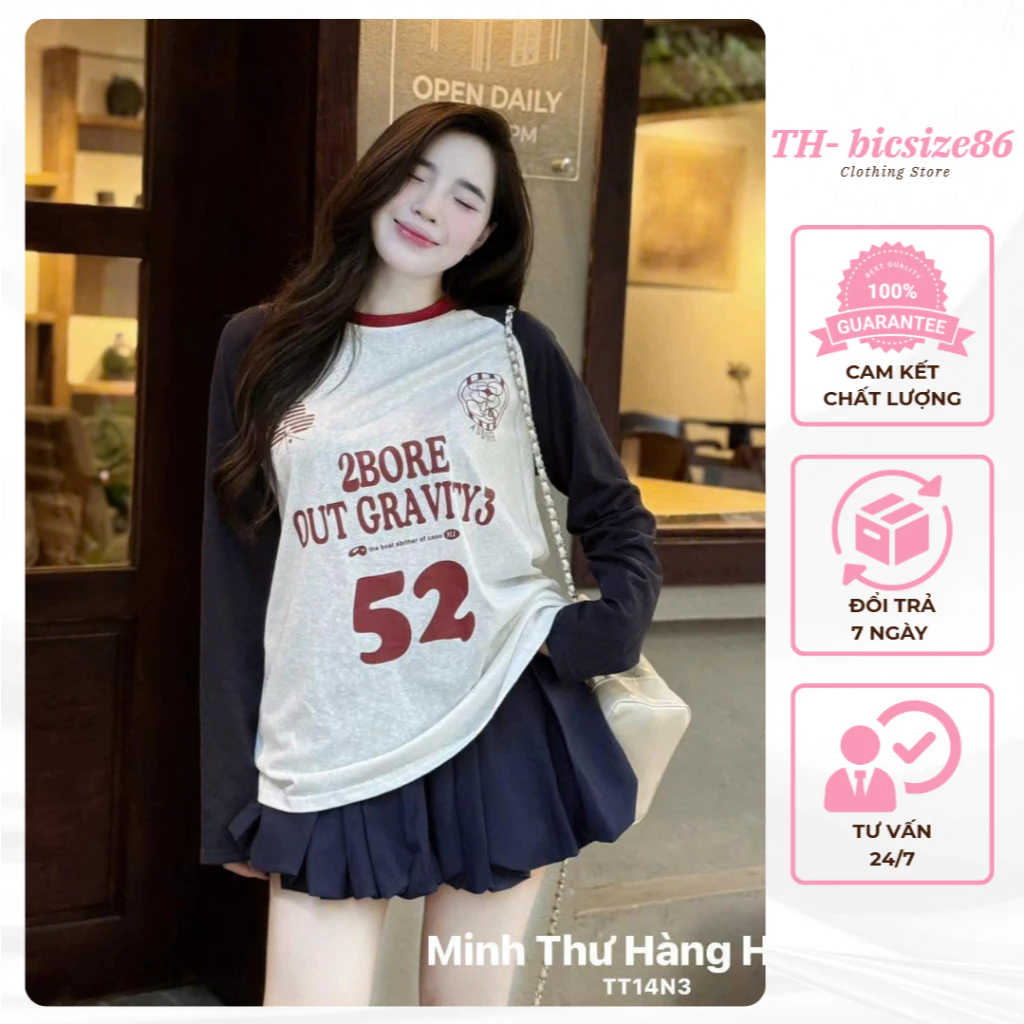 Set Áo nữ dài tay in hình so 52 sắc nét chất cotton giấy mềm mại form dưới 60kg