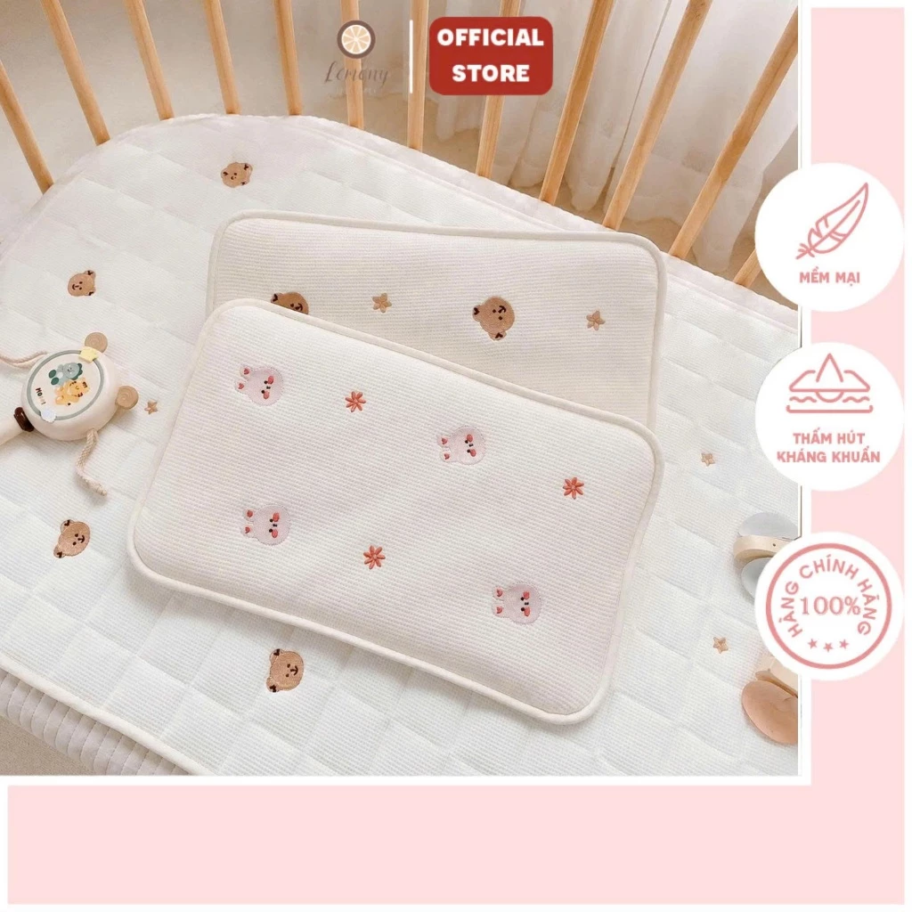 Gối đầu Airmesh Cotton Waffle Monona siêu mềm, thoáng khí, sử dụng cho bé từ sơ sinh