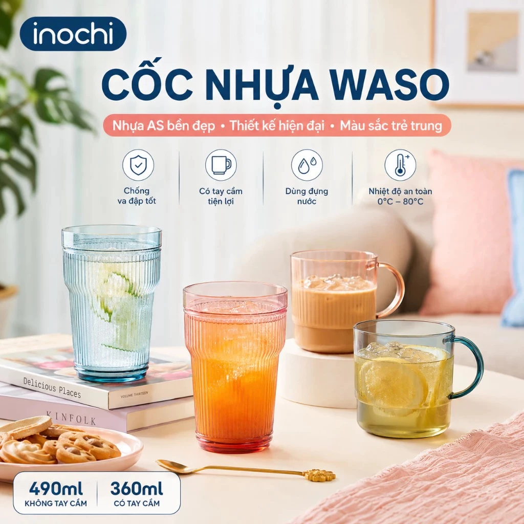 Chiếc Cốc Uống Nước Inochi - Kiểu Cao Kiểu có quai Waso Dùng để đựng nước (tiêu chuẩn Nhật Bản)