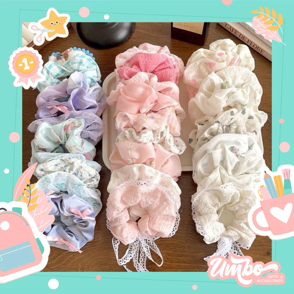 DÂY CỘT TÓC SCRUNCHIES VẢI IN HOẠ TIẾT NHIỀU KIỂU