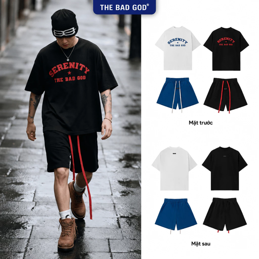 [GIÁ TRÊN LIVE] Set Bộ Nam THE BAD GOD Devision - Đồ Bộ Nam Áo Thun Quần Short Oversize Phong Cách Streetwear