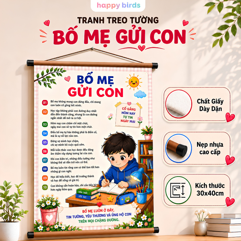 Tranh Treo Tường Bố Mẹ Gửi Con Tranh Nề Nếp Gia Đình Trang Trí Phòng Học Cho…