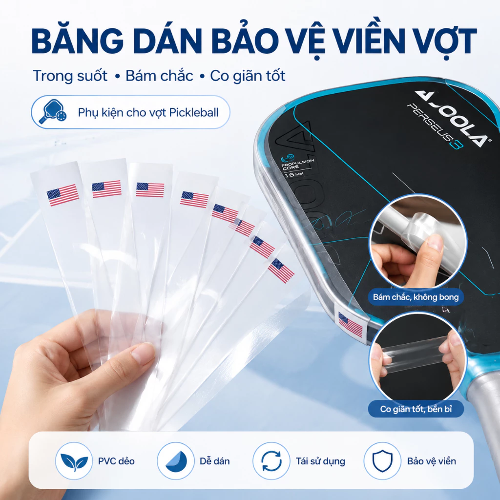 Miếng dán viền vợt pickleball shiwei cao cấp, miếng dán tiêu chuẩn bền bỉ chắc chắn SP060