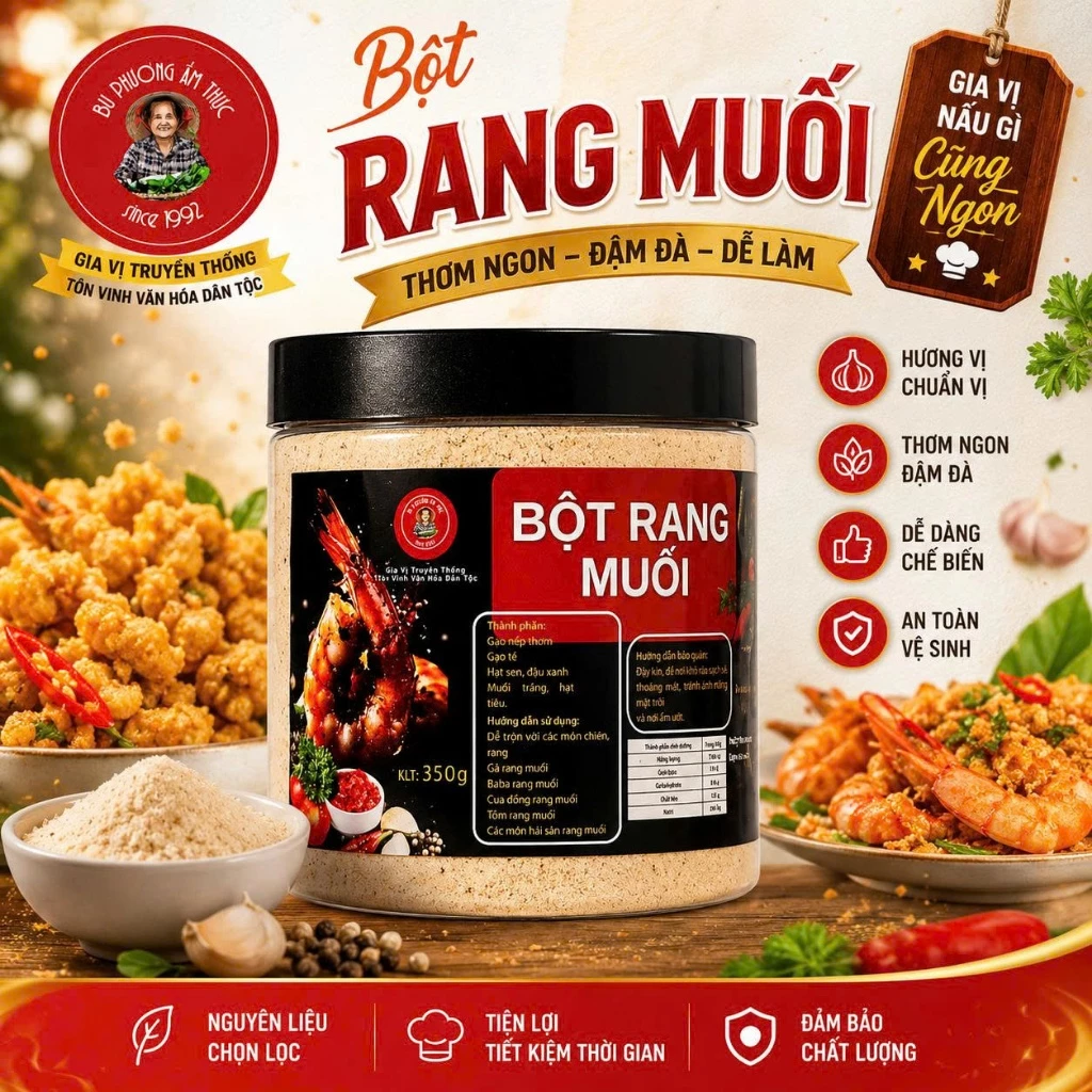 Bột Rang Muối Bu Phương 350G | Gia Vị Gà Rang Muối, Tôm Rang Muối