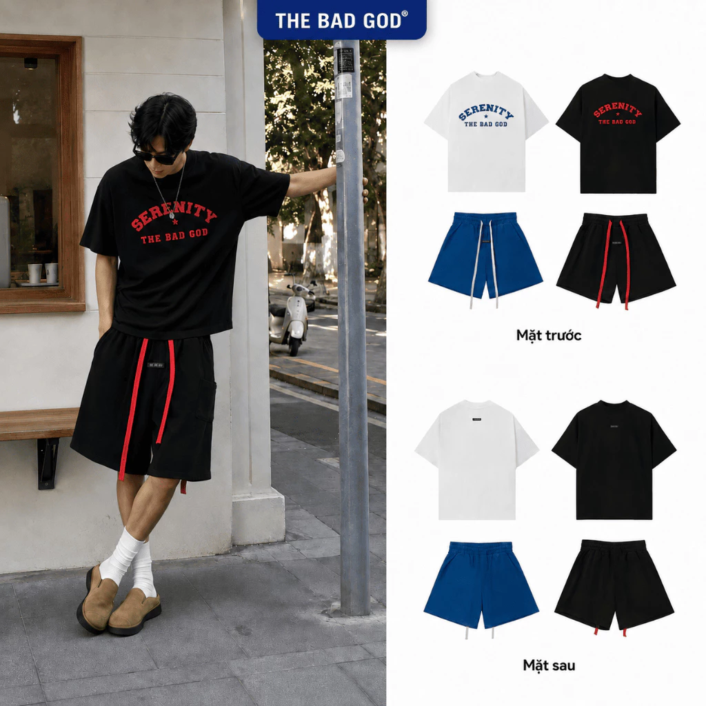 Set Bộ Nam THE BAD GOD Devision - Áo Thun Quần Short Nam Form Rộng Thể Thao Thoải Mái Thấm Hút Mồ Hôi