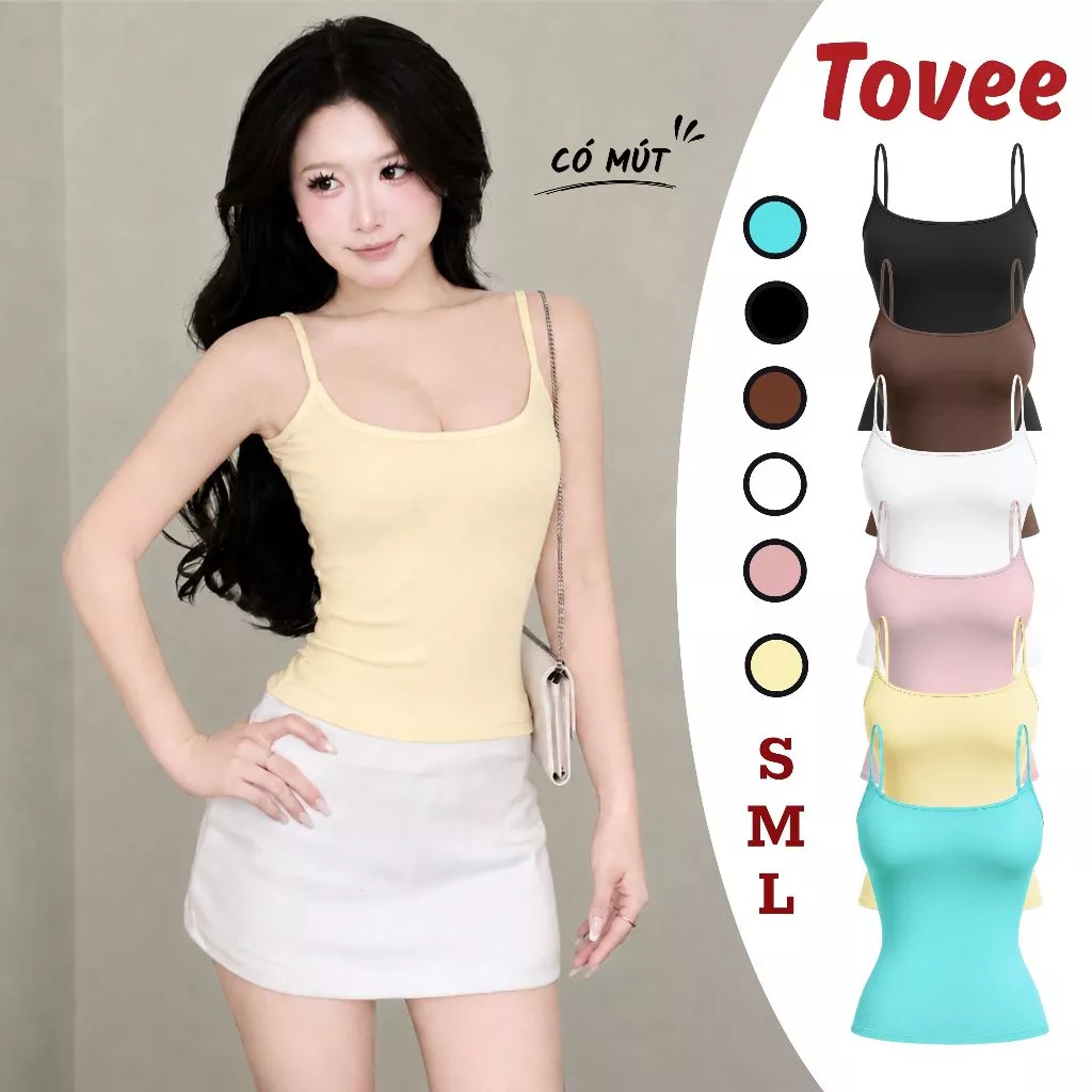 [CÓ MÚT/KO MÚT] Áo HAI DÂY MẢNH CÓ MÚT NGỰC BORIP LỤA Dáng Dài DD22, Áo Thun Nữ Basic Mềm Mịn Ôm Body TOVEE