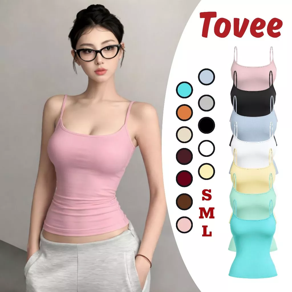 [KO MÚT/CÓ MÚT] Áo HAI DÂY Chất Thun Borip Lụa DD18, Áo Thun Kiểu Ôm Body Tôn Dáng Thời Trang Nữ Hàn Quốc TOVEE