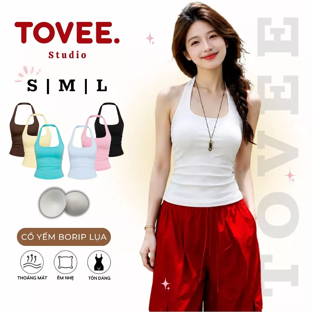 [CÓ MÚT/KO MÚT] CỔ YẾM TRƠN DÁNG DÀI CÓ MÚT Chất Thun Borip Lụa DD08, Áo Thun Nữ Năng Động Mềm Mát TOVEE