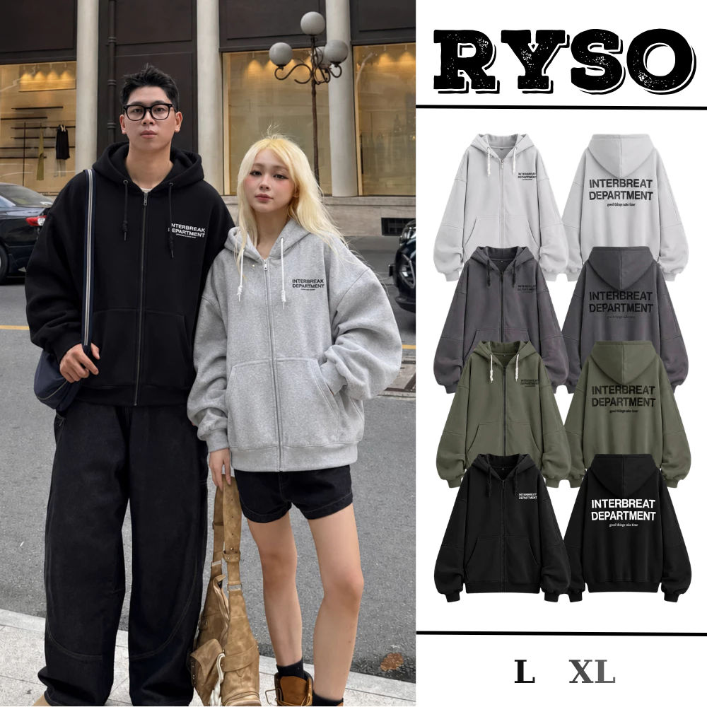 Áo Khoác Nỉ Hoodie Zip INTERBREAK Form Rộng Unisex Nam Nữ Nhiều Màu - Áo Hoodie Dây Kéo AK02 RYSO