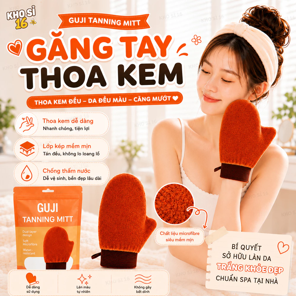 Sỉ SLL Găng Tay Bôi Kem GUJI, Mịn Da, Thoa Đều Lớp Kem, Chất Liệu Vải, Chống Bết Dính,Thấm Nhanh, Tái Sử Dụng_khosi16