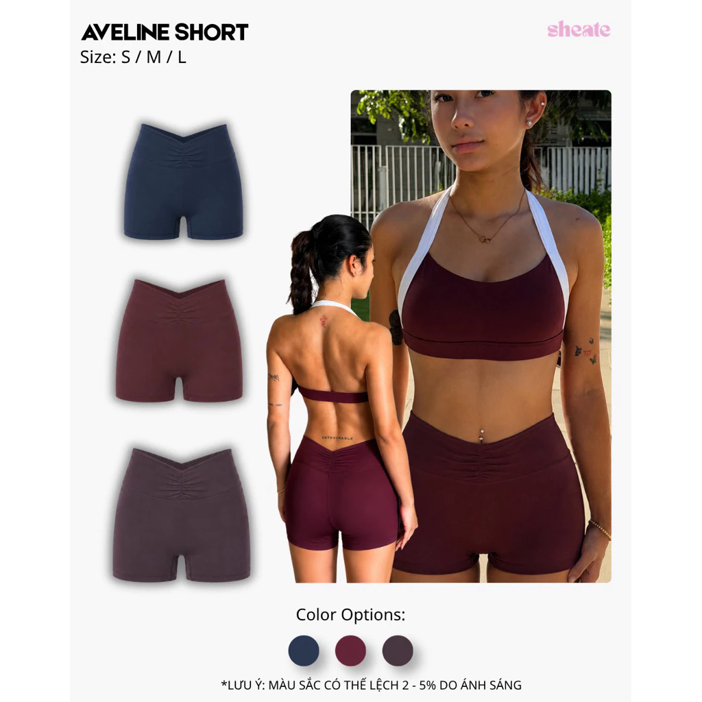 AVELINE SHORT | Quần short thể thao nhún trước eo và sau