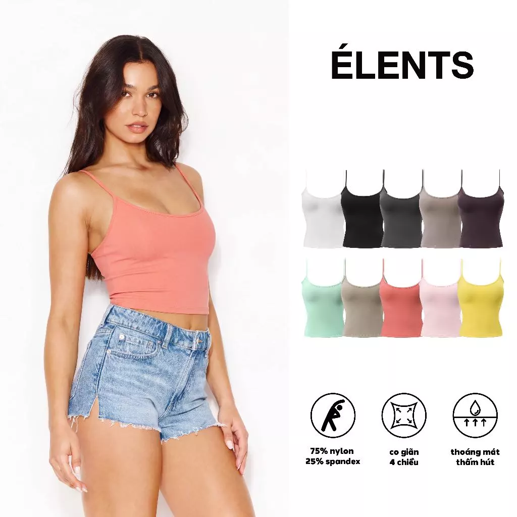 [HÀNG MỚI] Áo Hai Dây Nữ Basic Chiết Eo Vải Thun Cao Cấp K03 ÉLENTS [Cami] ESST029