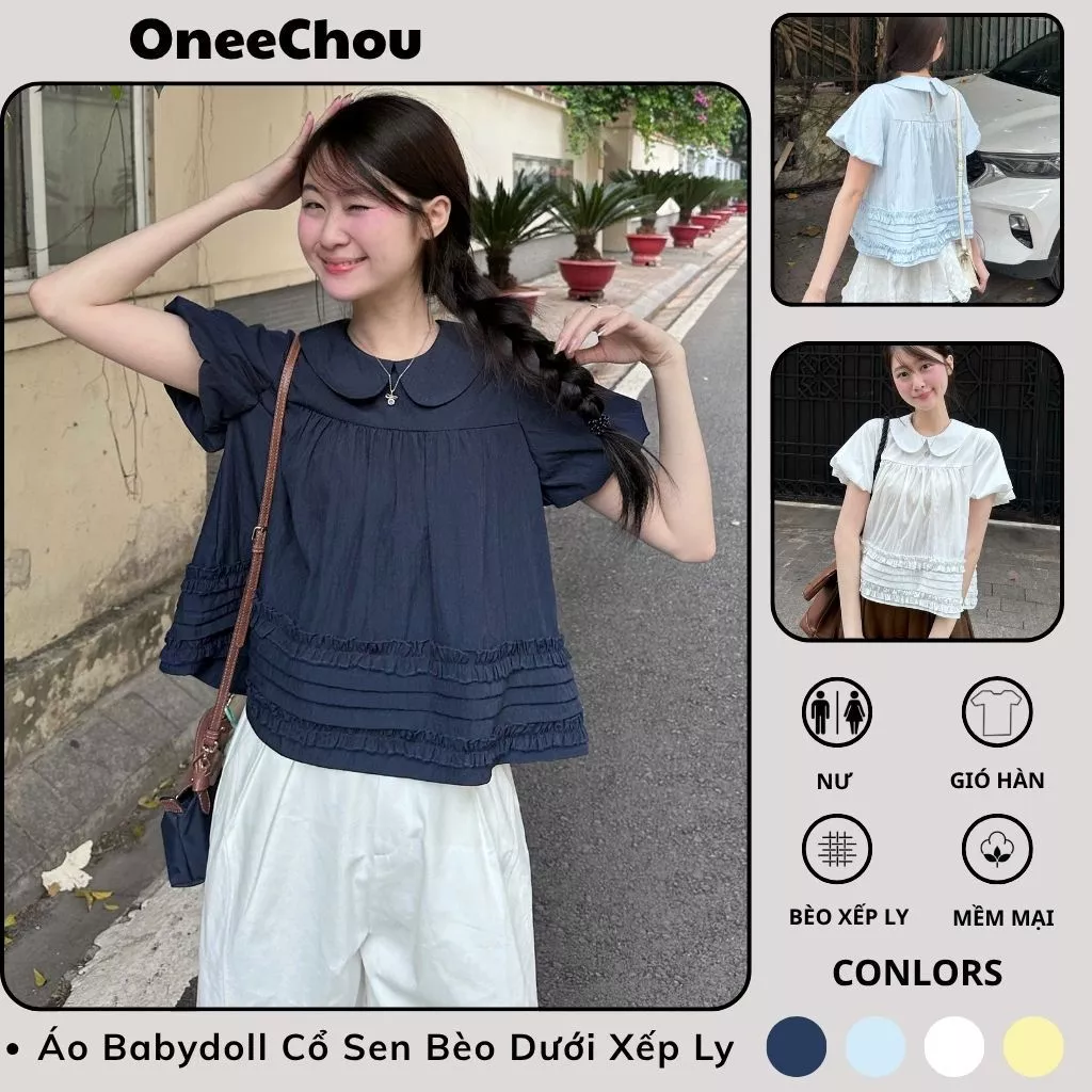 Áo Cổ Sen Tay Bồng Bèo Dưới Xếp Ly  Su Chang Thời Trang Nữ A860