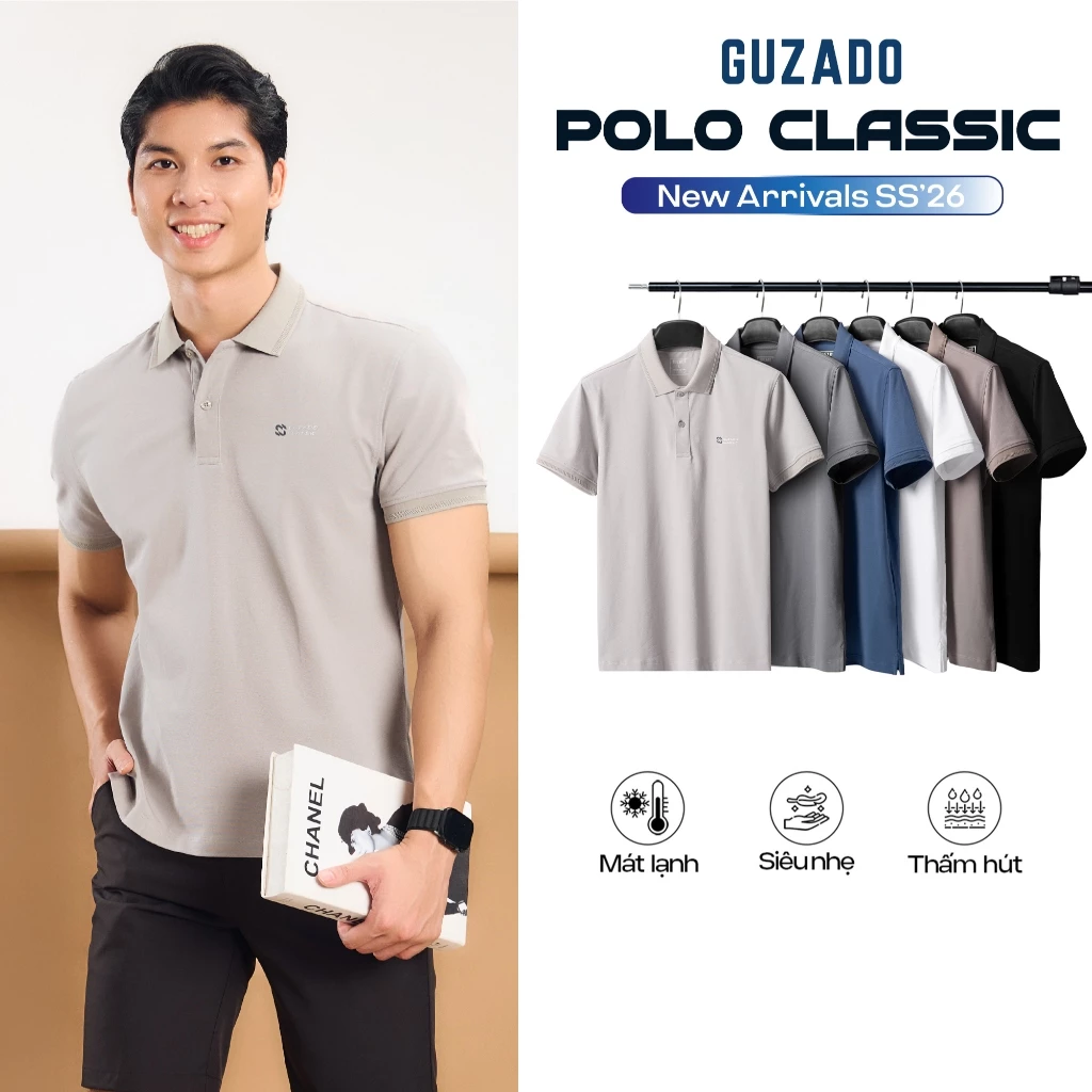 Áo Thun Polo Nam GUZADO Mẫu Công Sở, Vải Cá Sấu Cotton Thấm Hút, Thoáng Khí Tốt GPS2502-GCPS25S002