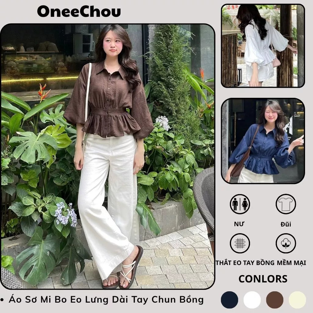 Áo Sơ Mi Bo Eo Lưng Dài Tay Chun Bồng Cúc Dọc Đũi Hàn Thời Trang Nữ 2026. Mã MA4226
