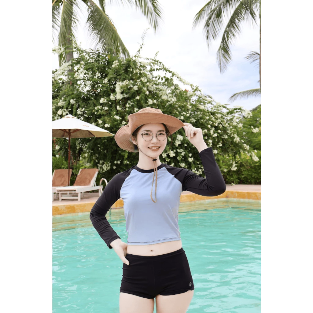 Set Đồ Bơi Nữ Tay Dài, Cộc Tay Chống Nắng, Áo Có Mút Kèm Quần Short Bơi Cao Cấp [F&C]