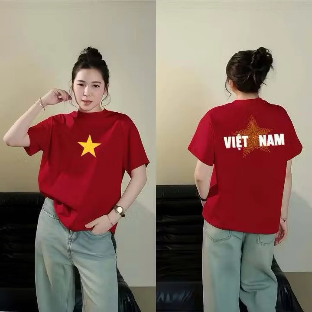 Áo Thun Việt Nam, Vải Đẹp Mềm Mịn, Dịp Lễ Concert Form Rộng Cotton 100% Dày Dặn Thoáng Mát
