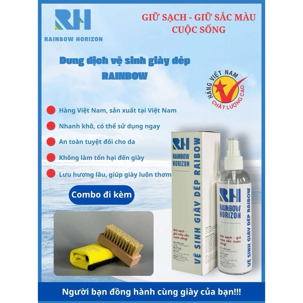 Dung dịch vệ sinh giày dép Rainbow đa năng