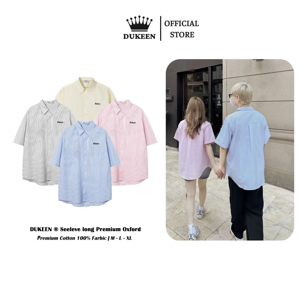 Áo Sơ Mi Kẻ Sọc Ngắn Tay Dukeen Local Brand Unisex Oxford Shirt SM033