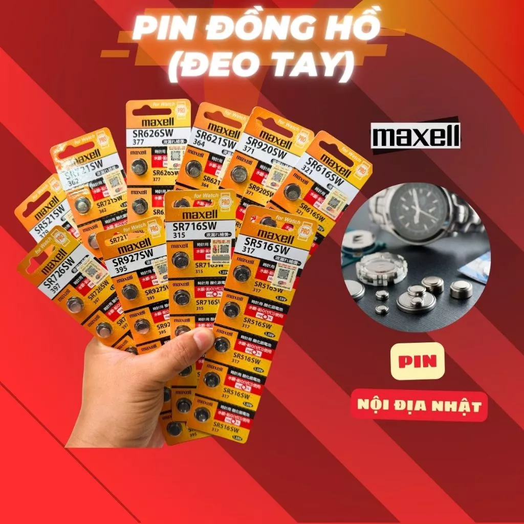 Pin đồng hồ đeo tay SR626/ SR626  SR621  SR920  SR616  SR521  SR726 SR716 SR721 SR927 SR516 chính hãng Maxell
