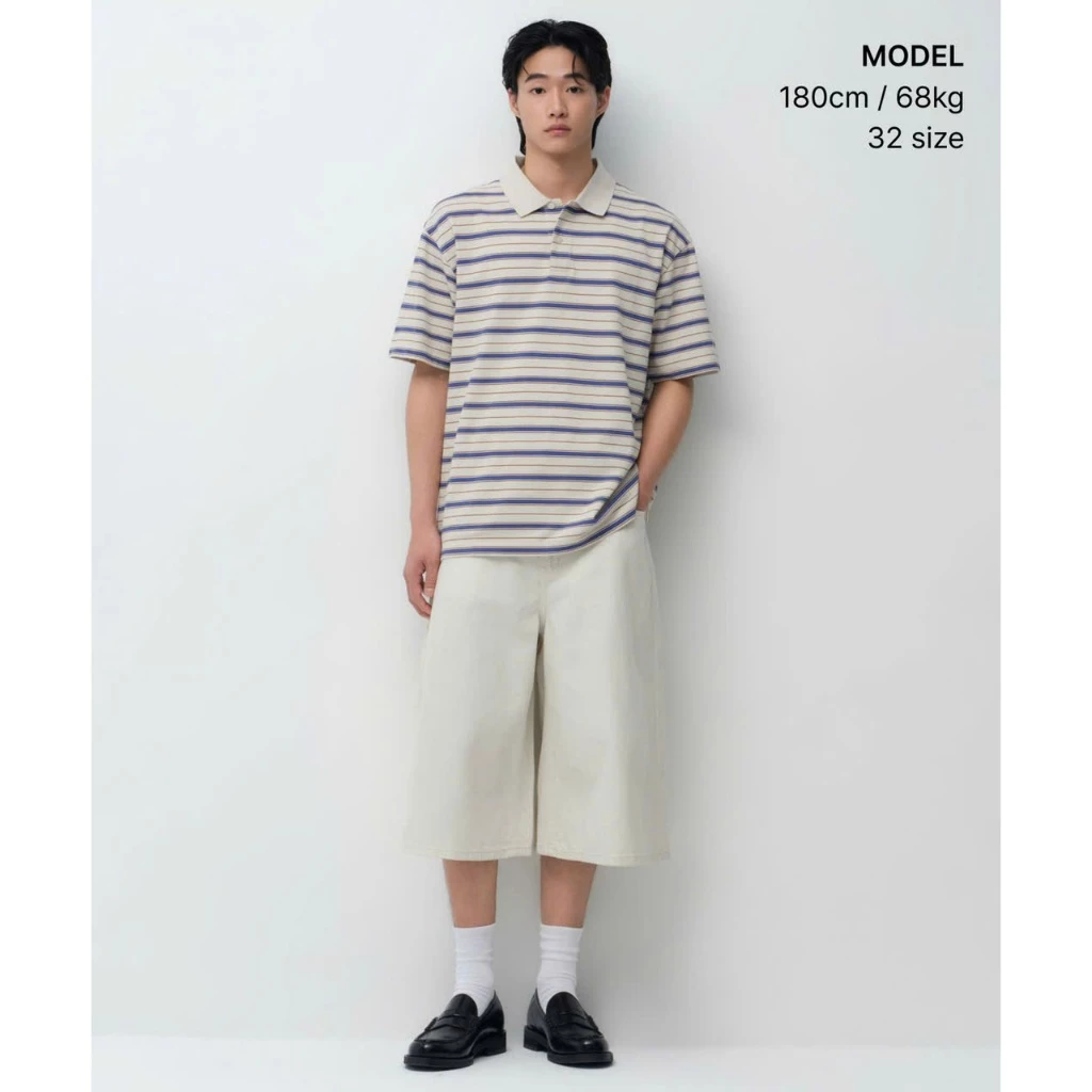 Quần short jeans Musinsa Standard Linen-Like Long Bermuda Denim Pants dành cho unisex stye Hàn