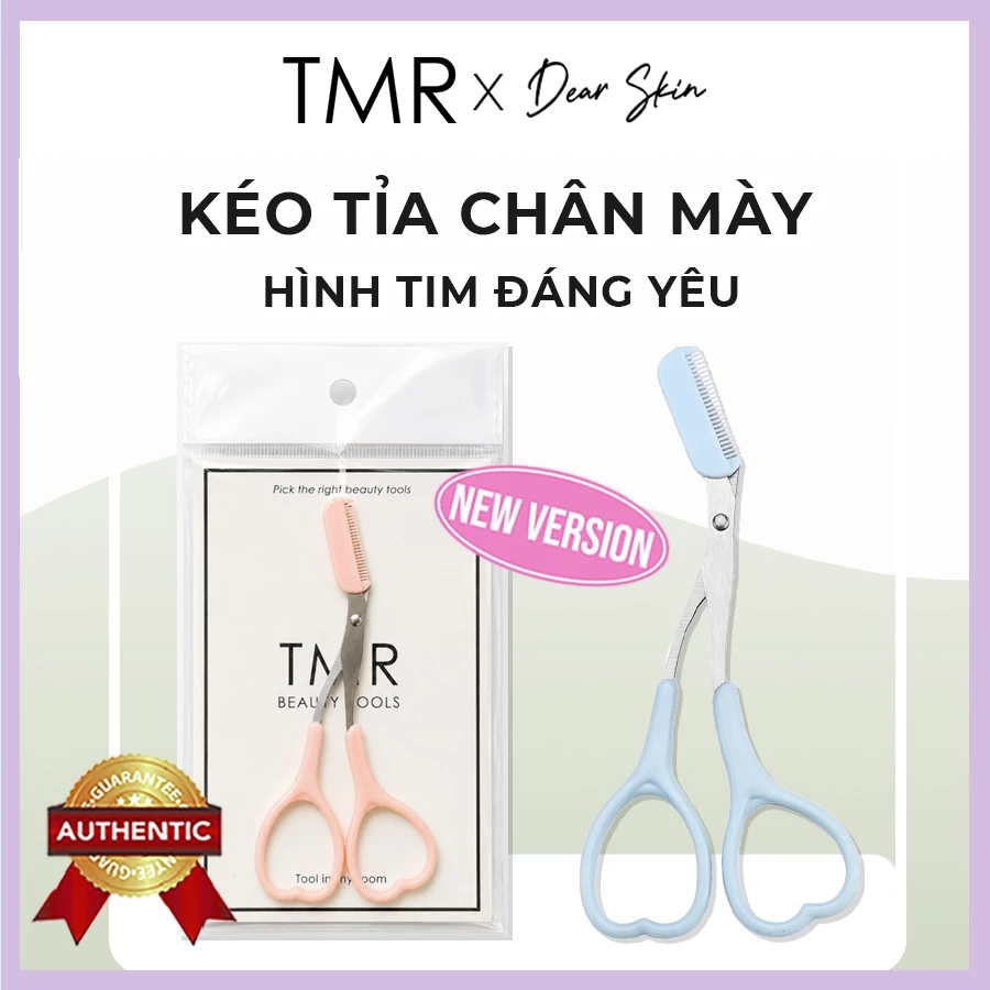Kéo Tỉa Chân Mày 2in1 Hình Tim TMR – Kéo Cắt Tỉa Kèm Lược