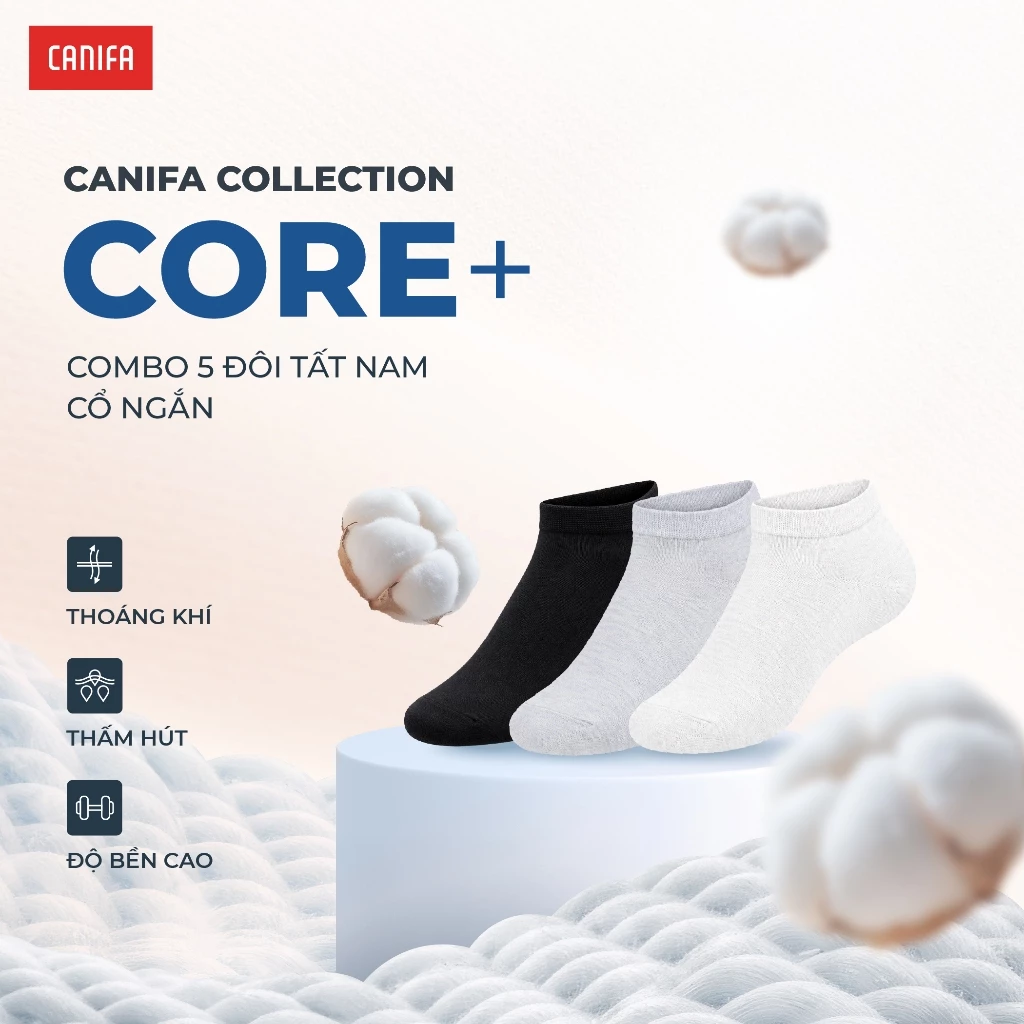 Combo 5 đôi tất nam cổ thấp CANIFA 8AX26A001