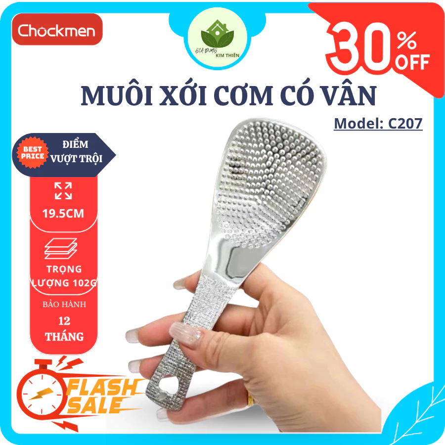 Muôi Xới Cơm Inox CHOCKMEN C207 Bền Đẹp, Không Mốc Không Ám Mùi, Phù Hợp Mọi Nồi Cơm - Gia Dụng Kim Thiên