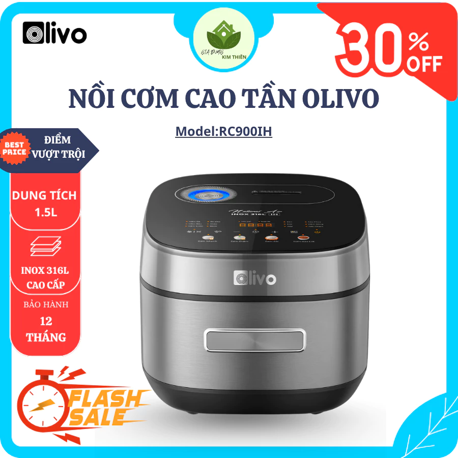 Nồi Cơm Điện OLIVO RC900IH Công Nghệ Natural Air, Nấu Cơm Dẻo Thơm, Hấp Và Hầm Đa Năng - Gia Dụng Kim Thiên
