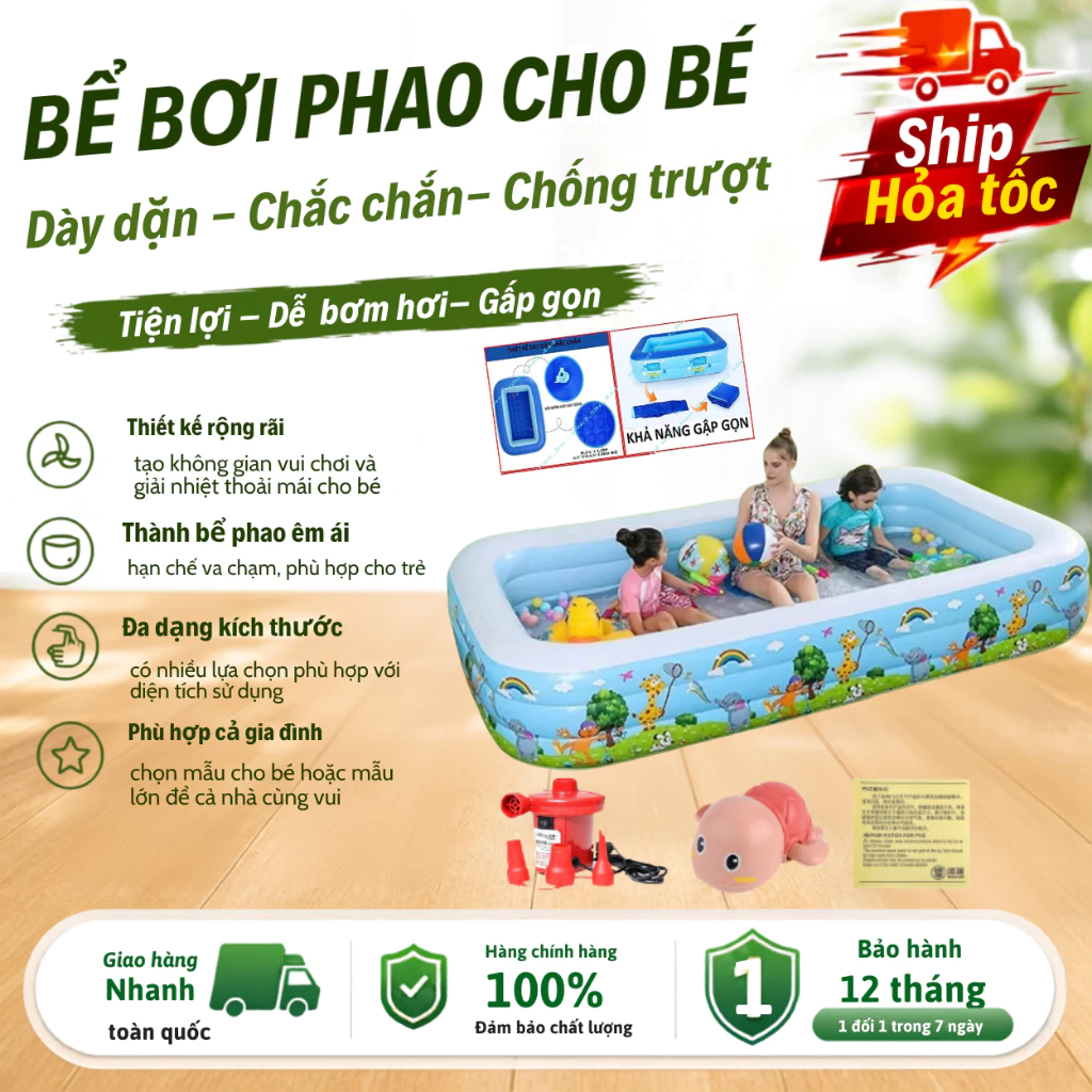 Bể bơi cho bé KAW đáy 2 lớp chống trượt chất liệu PVC cao cấp, độ bền cao - Lỗi 1 đổi 1 2025