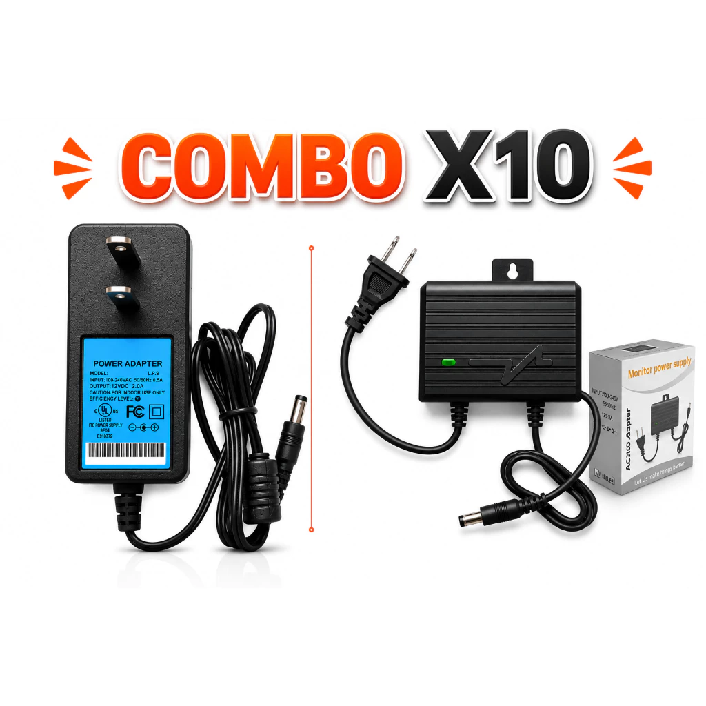 | Combo 10 | Nguồn 12V 2A tai treo, Adapter Cho Camera , chân 5,5x2,5mm, BH 12 tháng