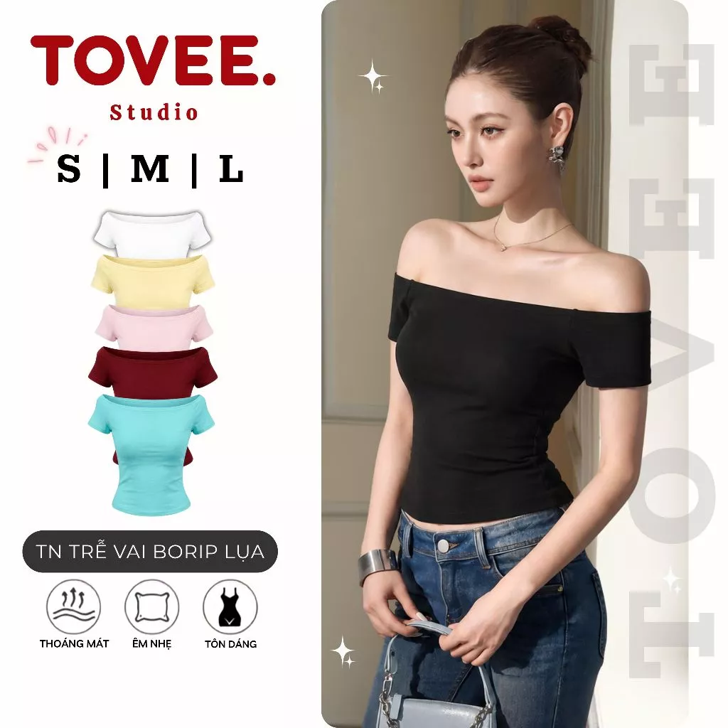(MỞ BÁN) Áo BABYTEE TAY NGẮN TRỄ VAI DÁNG DÀI Chất Borip Lụa DD87, Áo Thun Nữ Trơn Ôm Body Tôn Dáng Đẹp TOVEE