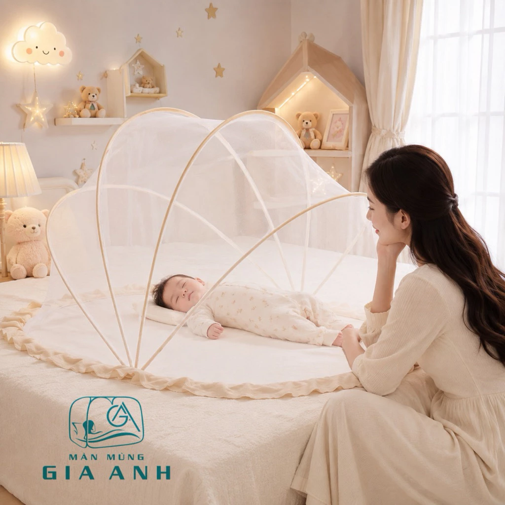 HÀNG LOẠI 1 - Màn Chống Muỗi Cho Bé Sơ Sinh, Gấp Gọn Tiện Lợi, Nhanh Gọn Bền, Mẫu To Đẹp Mắt Nhỏ - Tặng Túi Đi Kèm
