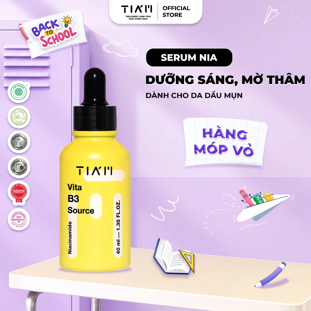 Serum Dưỡng Sáng, Mờ Thâm Niacinamide 10%, Arbutin 2% Tia'm Vita B3 Source 40ml
