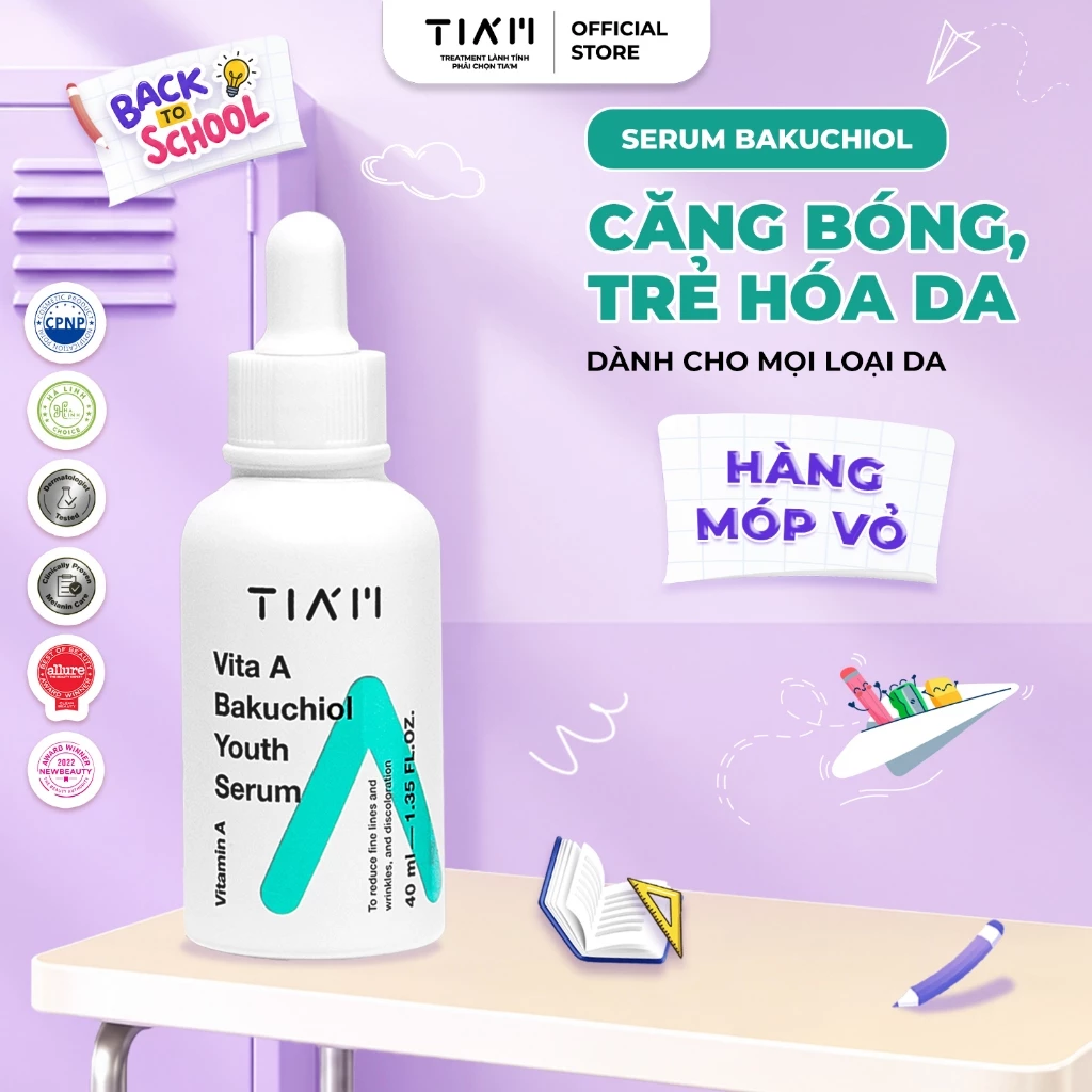 Serum Bakuchiol Giúp Da Căng Bóng, Trẻ Hoá Tia'm Vita A Bakuchiol Youth Serum 40ml
