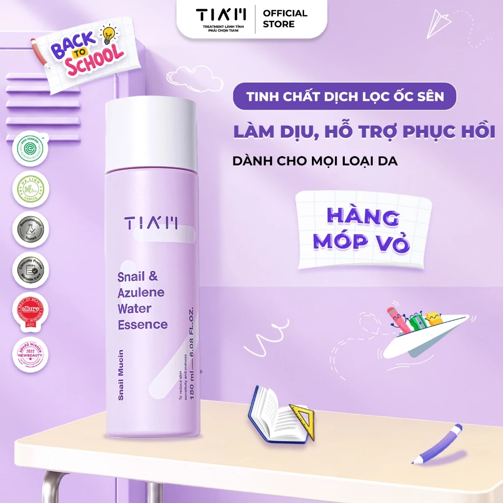 Tinh Chất Dịch Lọc Ốc Sên Giúp Làm Dịu Da TIA'M Snail & Azulene Water Essence 180ml