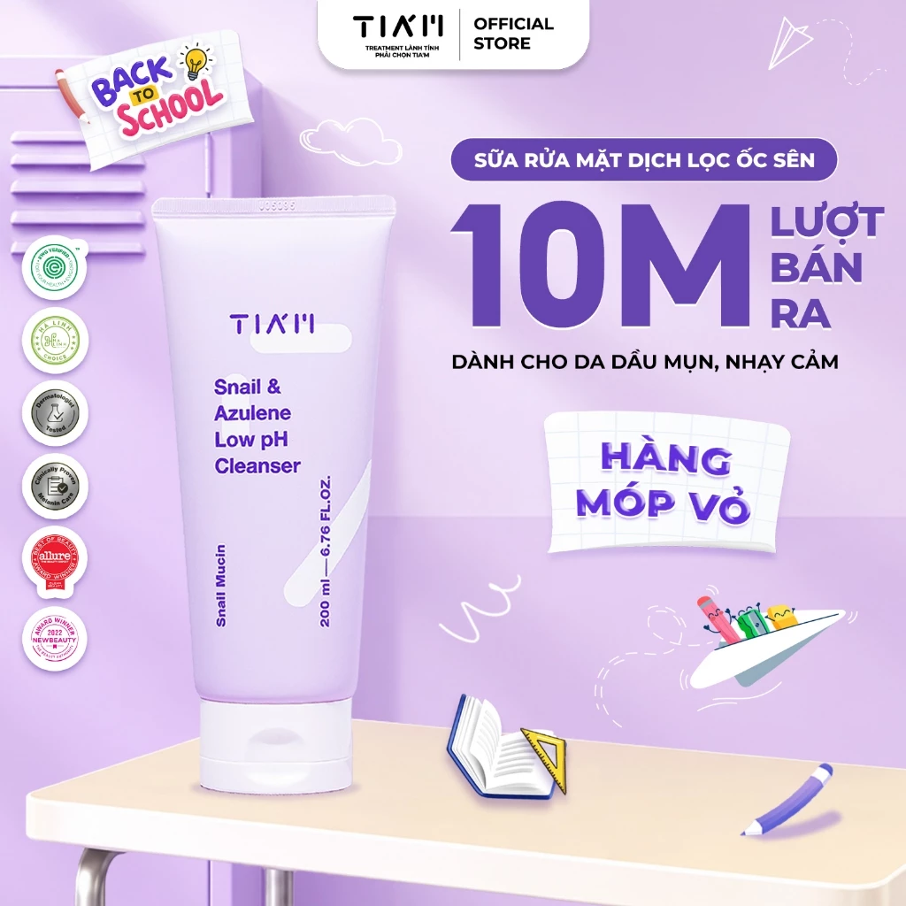 Sữa Rửa Mặt Dịch Lọc Ốc Sên Dành Cho Mọi Loại Da TIA’M Snail & Azulene LowpH Cleanser