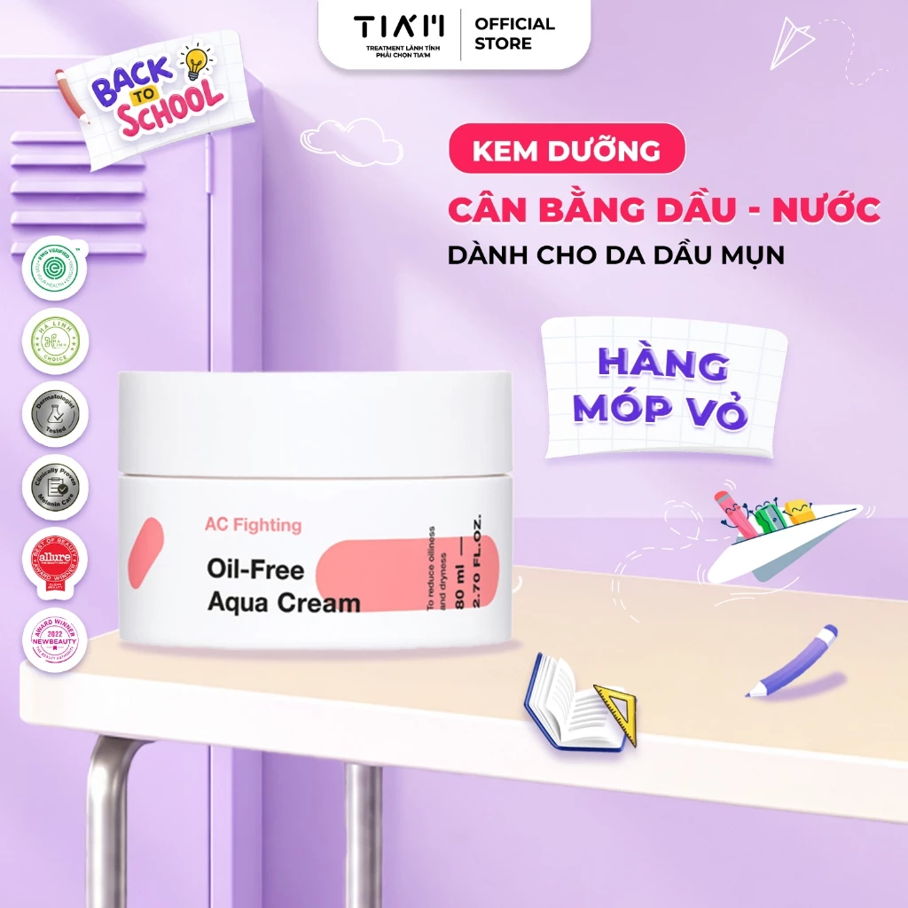Kem Dưỡng Ẩm Không Chứa Dầu Tia'm AC Fighting Oil Free Aqua Cream 80ml