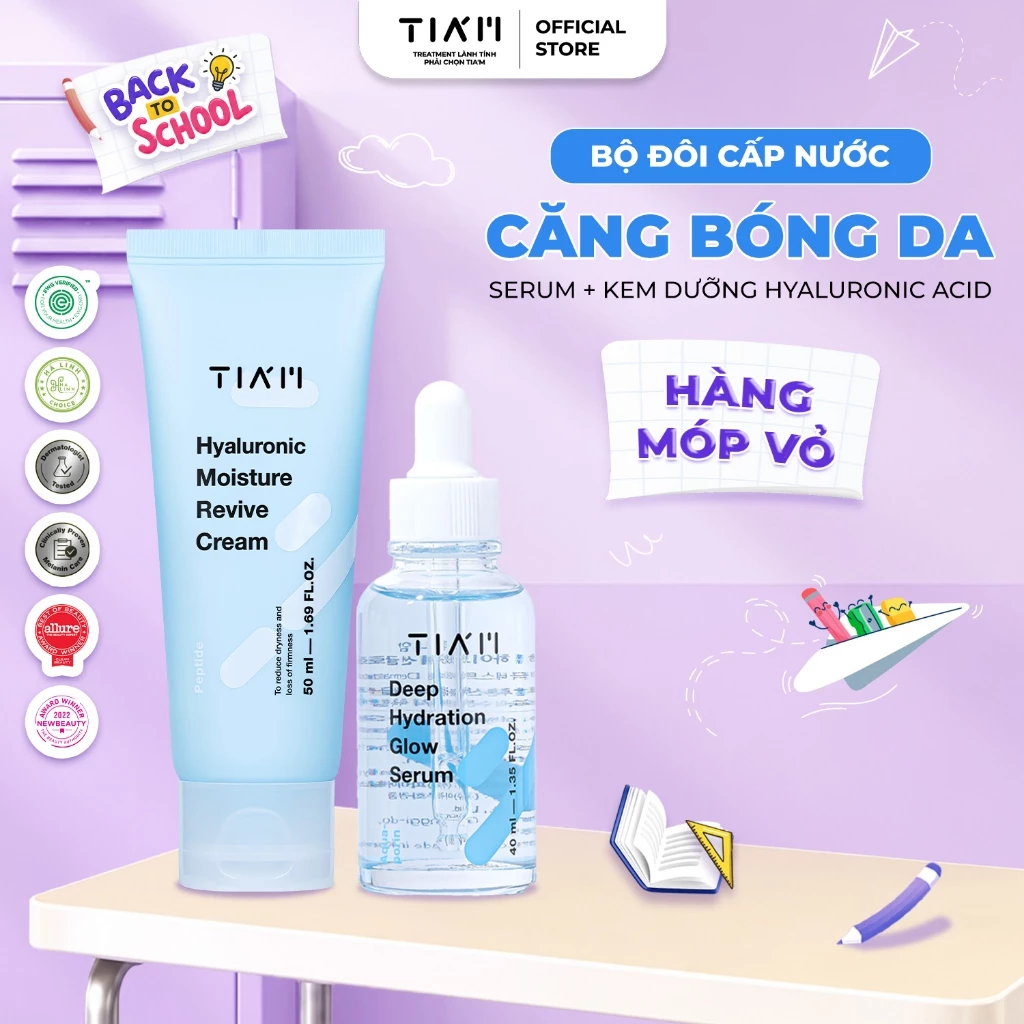 Combo Cấp Ẩm & Dưỡng Da Căng Bóng Kem Hyaluronic Moisture Revive 50ml + Serum Deep Hydration Glow 40ml
