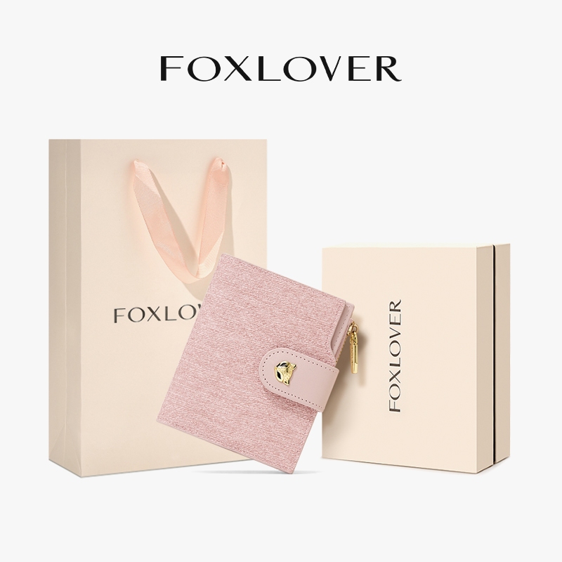 FOXLOVER Ví nữ Dáng ngắn Chống trộm RFID 10 khe thẻ Tặng kèm hộp quà Thích hợp…