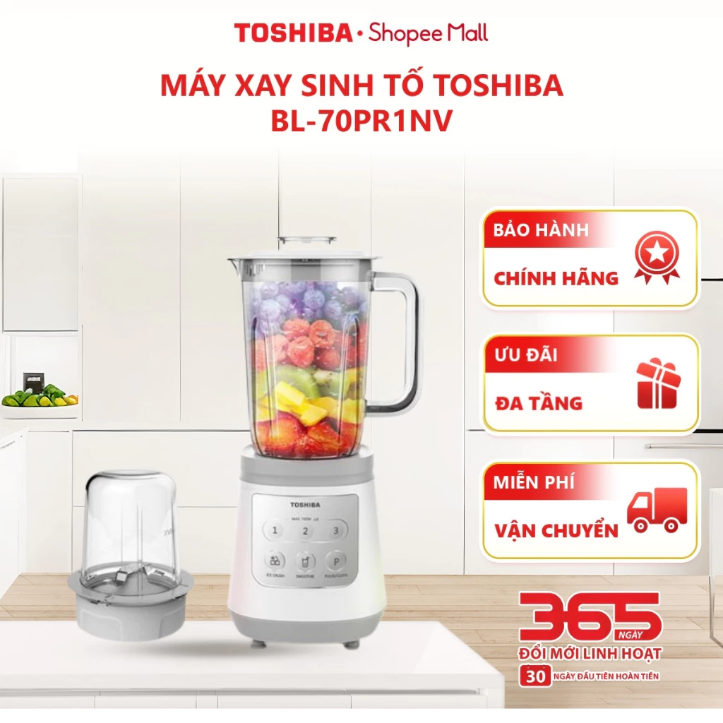 Máy xay sinh tố Toshiba BL-70PR1NV - 1.5L - Hàng chính hãng, bảo hành 12 tháng |HỎA TỐC HCM|
