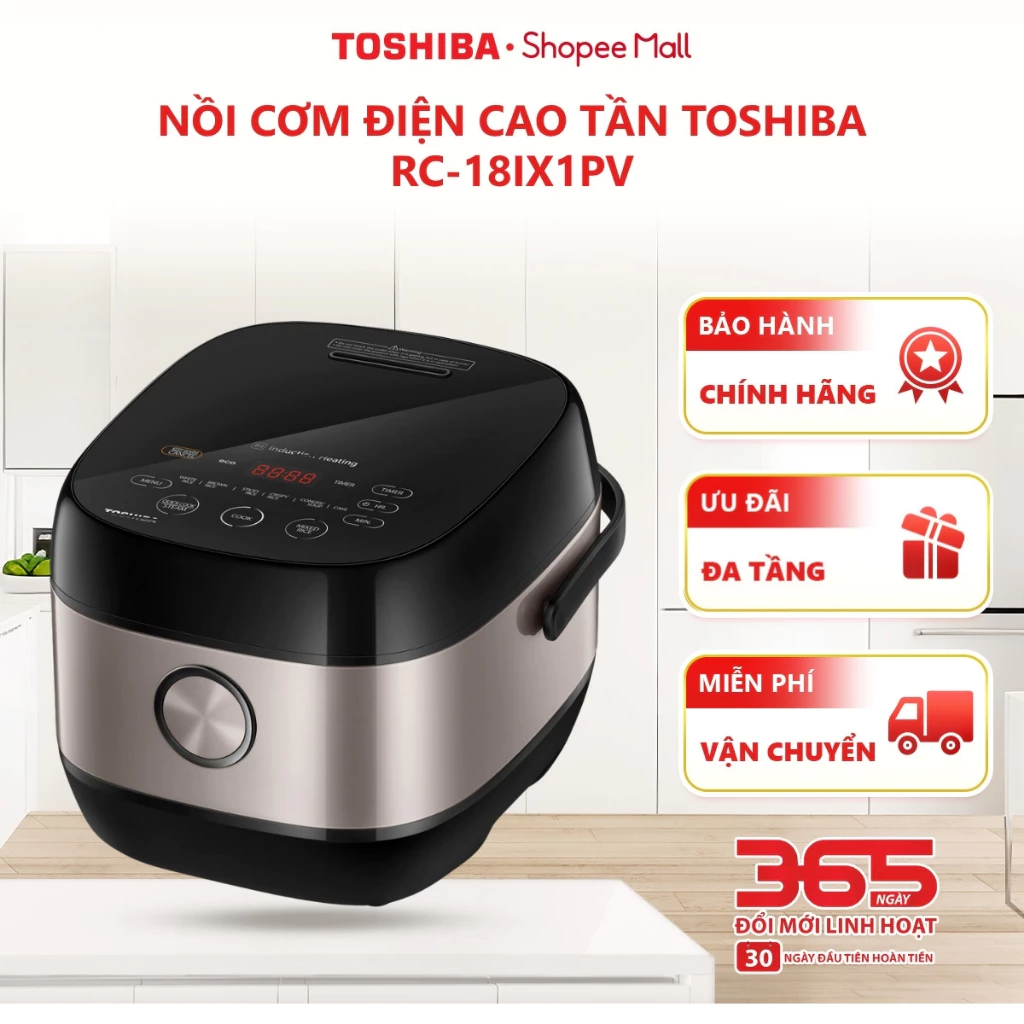 Nồi cơm điện cao tần Toshiba 1.8L/1L RC-18IX1PV/RC-10IX1PV - Hàng chính hãng