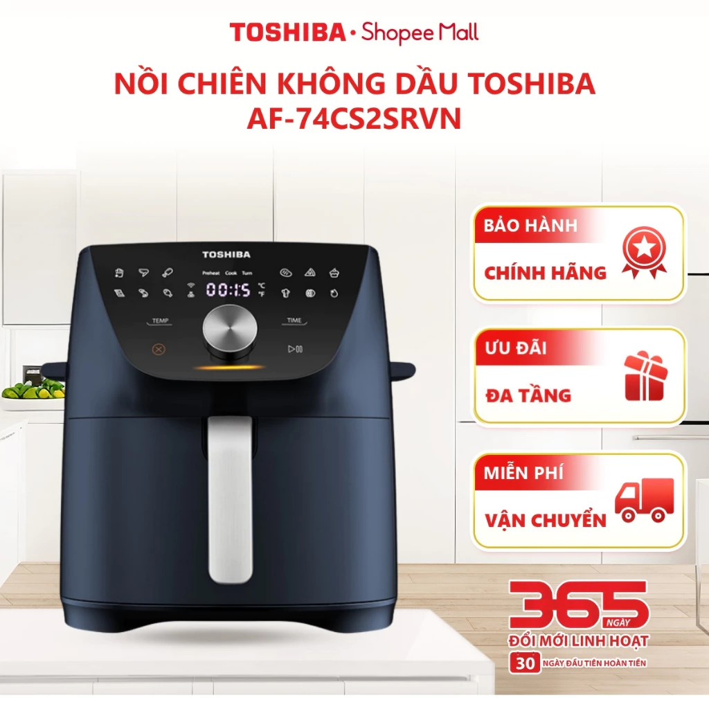 Nồi chiên không dầu Toshiba AF-74CS2SRVN(B) - Hàng chính hãng, bảo hành 12 tháng |KOL-KOC|