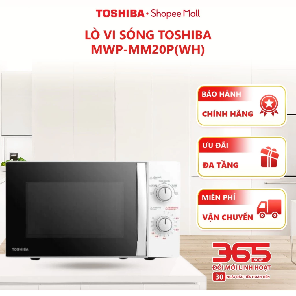 Lò vi sóng Toshiba MWP-MM20P(WH)/ MWP-MM20P(BK) - Bảo hành 12 tháng |HỎA TỐC HCM|