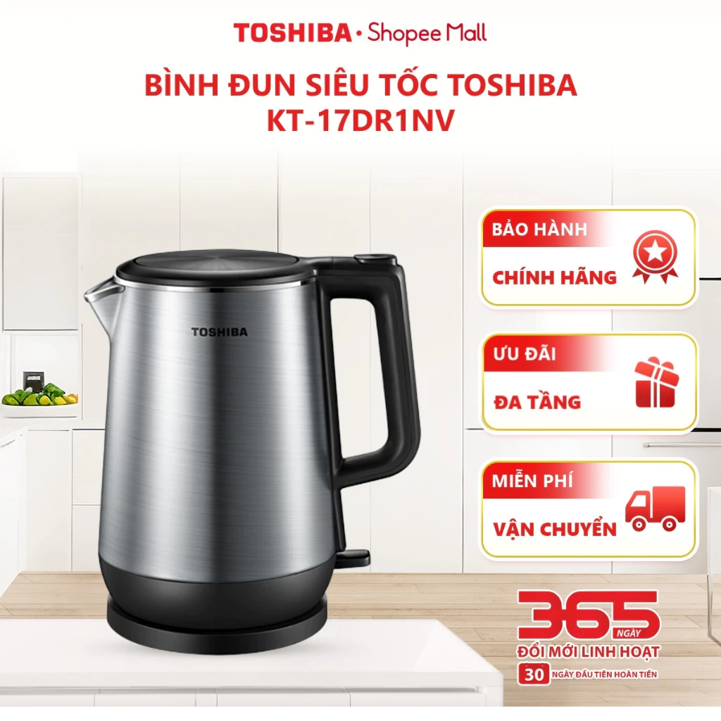 Bình đun siêu tốc Toshiba KT-17DR1NV - 1.7L - bảo hành 12 tháng |HỎA TỐC HCM|