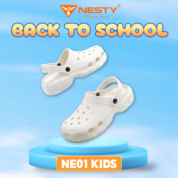 [NE01 KIDS] [Tặng Charm] Dép Sục Cho Bé Thương Hiệu NESTY Kiểu Dáng Basic Đế Mềm ( KO1 )