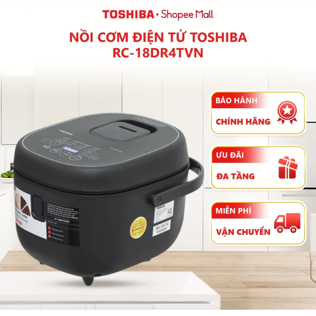 Nồi cơm điện tử Toshiba RC-18DR4TVN - Hàng chính hãng, bảo hành 12 tháng
