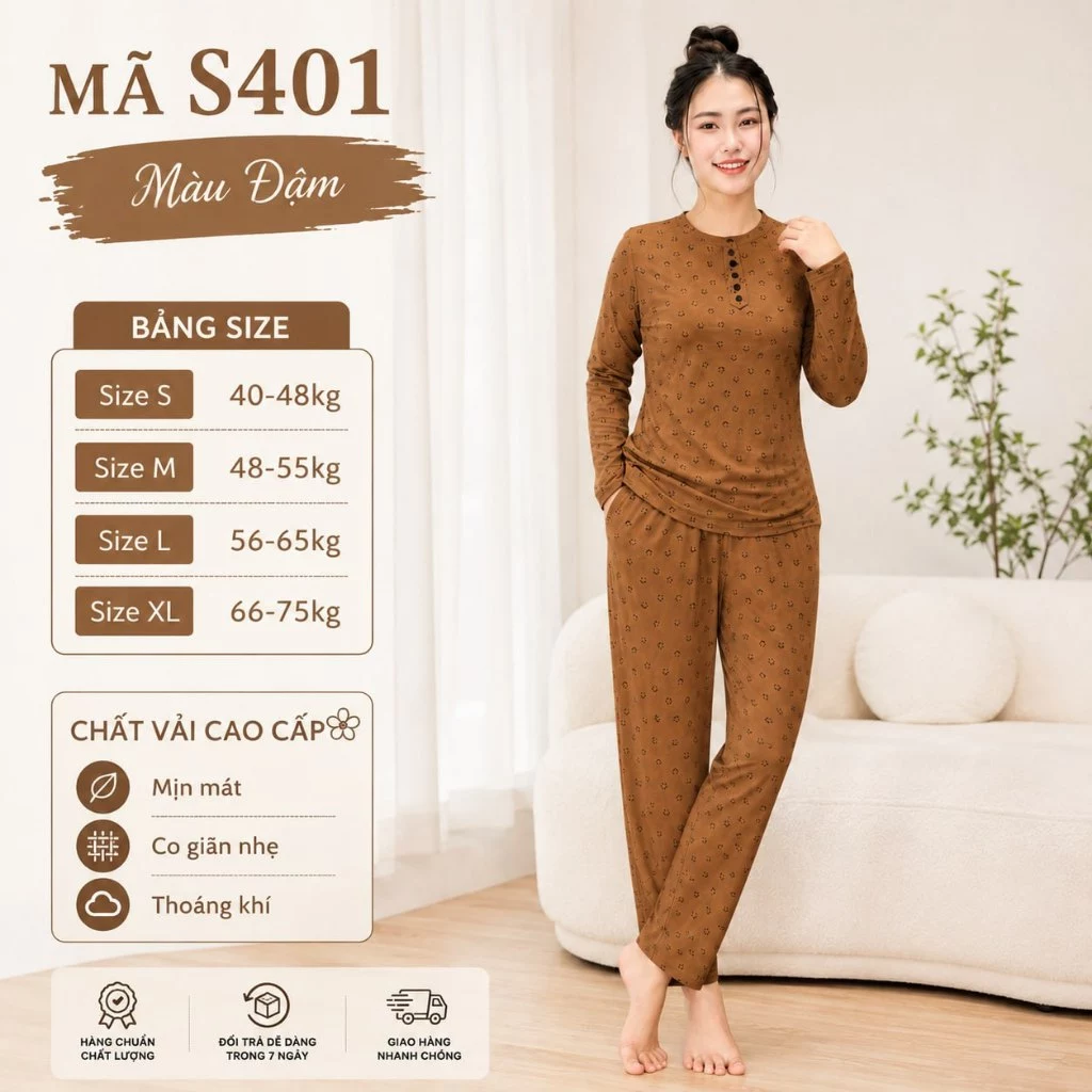 Bộ mặc nhà tay dài quần dài S4
